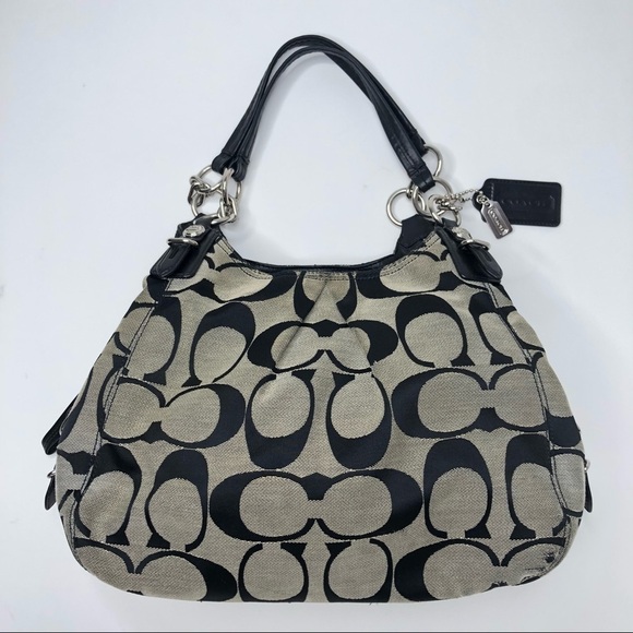COACH Kristin Signature Jacquard Canvas Hobo Handbag 3-Compartment Purse Bag - Picture 1 of 16